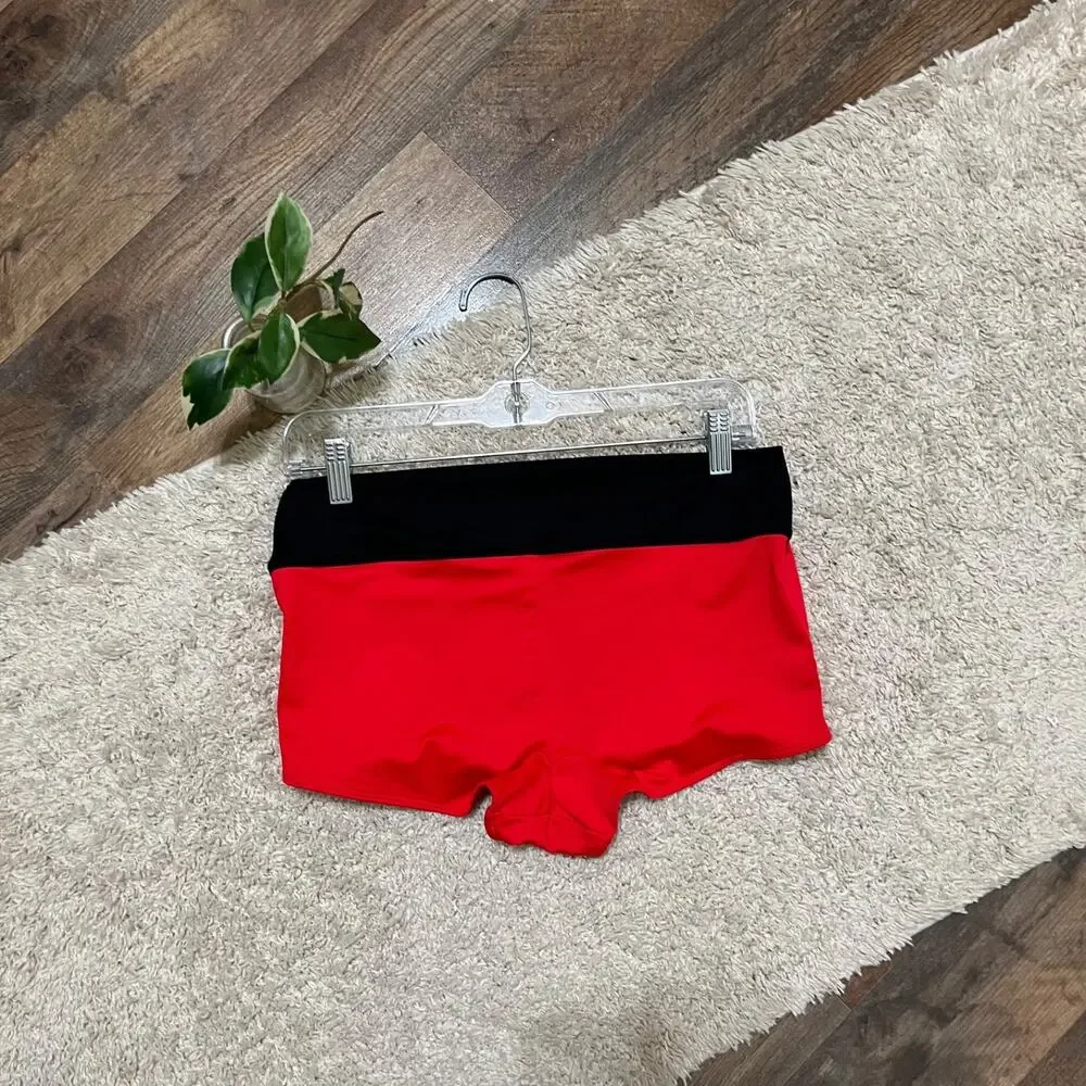 Victoria's Secret PINK Ultimate Large Red Black Drawstring Gym To Swim Shorts